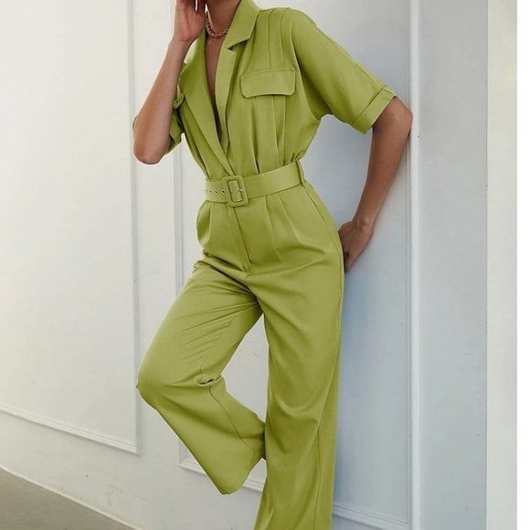 MODA ME COUTURE Pants & Jumpsuits Flap Detail Lapel Neck Dolman